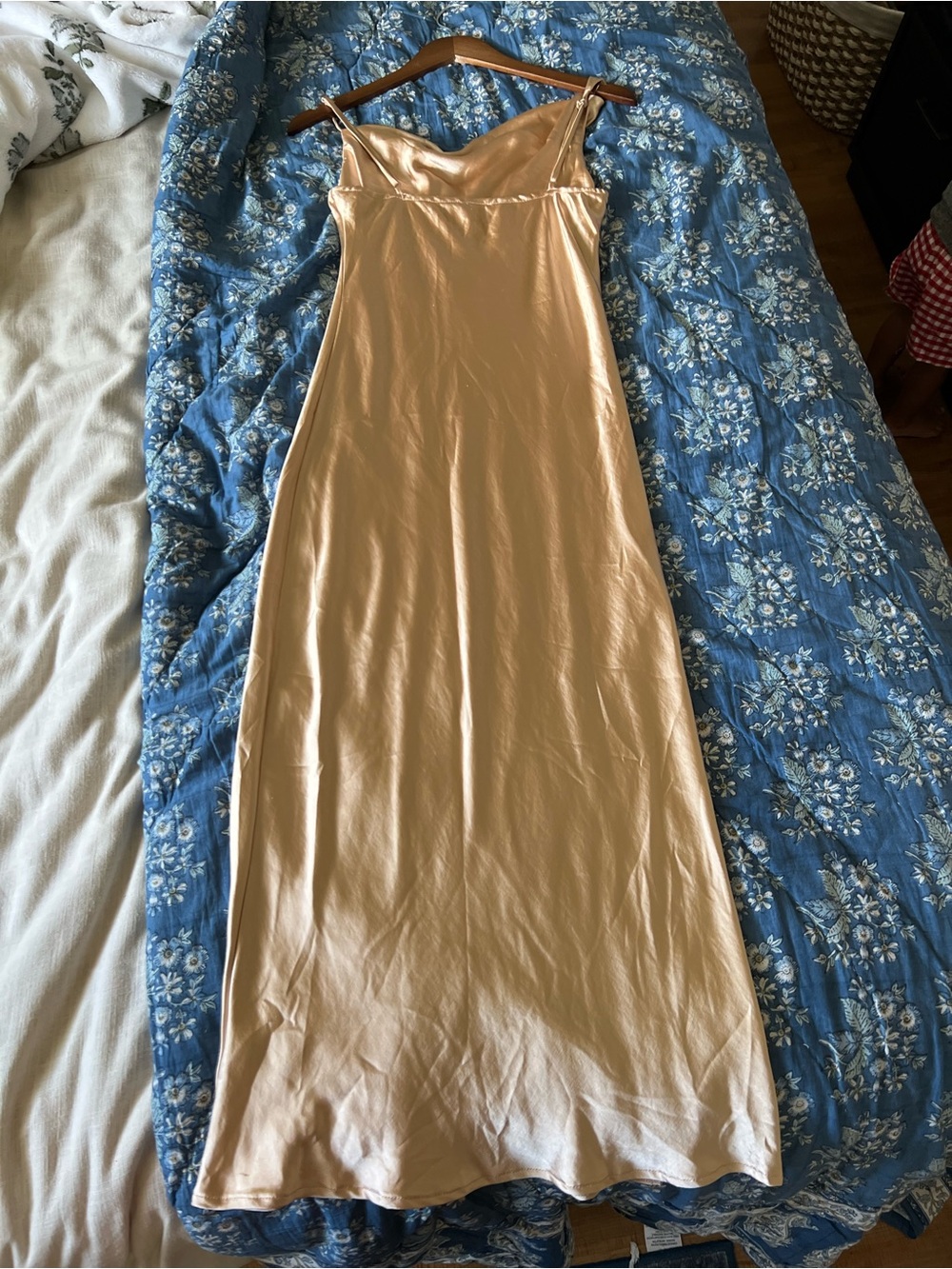 Satin Cowl Neck Midi Princess Polly Dress in Champagne - Picture 2 of 3